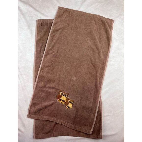 Vintage 1970s Owl Embroidered Hand Towels Set of 2 - Picture 3 of 7